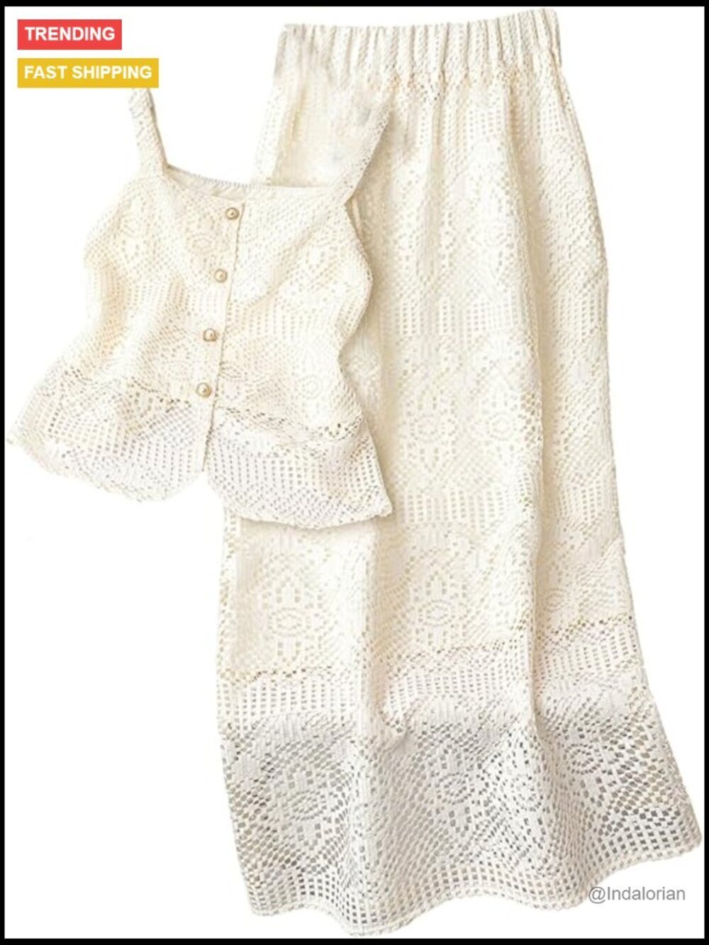 Crochet 2-Piece Skirt Set Crop Top & Maxi Skirt Summer Vacation
